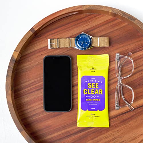 See Clear Original Lens Cleaning Wipes - Pre-Moistened Eyeglass & Screen Cleaning Cloth Towelettes - Streak Free, Scratch Free Lens & Electronic Screen Cleaner - 12 Resealable Packs of 16 (192 Wipes) - Thumbnail 7