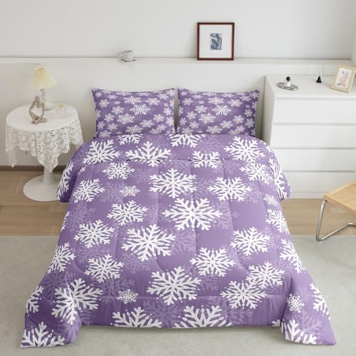 Feelyou Christmas Snowflake Comforter Set King Size Glitter Snowflake Bedding