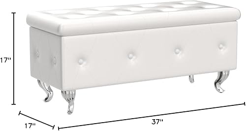 Miniatura 9 de DKLGG Banco otomano de almacenamiento para dormitorio, banco de entrada tapizado con patas y bisagra de seguridad, banco de almacenamiento pequeño