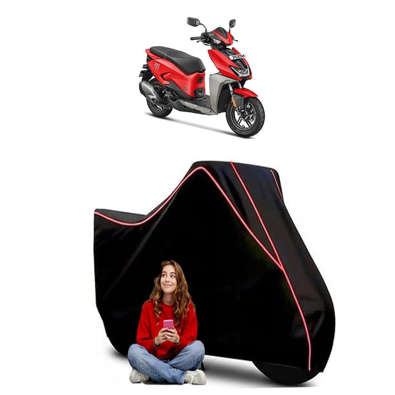 Image of Xoom 125 R Scooty Bike Cover Water Resistant Outdoor Use Universal Fit Scooters Motorcycles Heavy Duty UV Protection Dust Rain Scratch Resistant Elastic Bottom Black Blue Piping