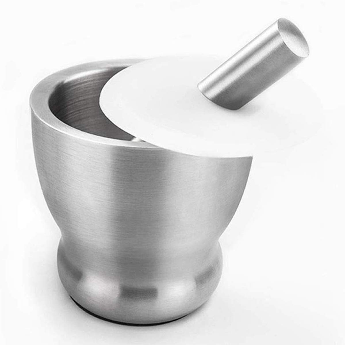 Mörser und Stößel Mörser und Stößel-Sets Edelstahl-Zerkleinerer Stößel Mörser-Set, langlebige, leicht zu reinigende Rührschüssel, ideal für Gewürze, Ingwer