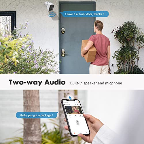 Tmezon Wireless Security Camera Outdoor Wifi Battery Rechargeable Powered 1080P Camera For Home Surveillance Night Vision With Ai Motion Detection, 2 Way Audio, Waterproof, Sd/Cloud #TOP6
