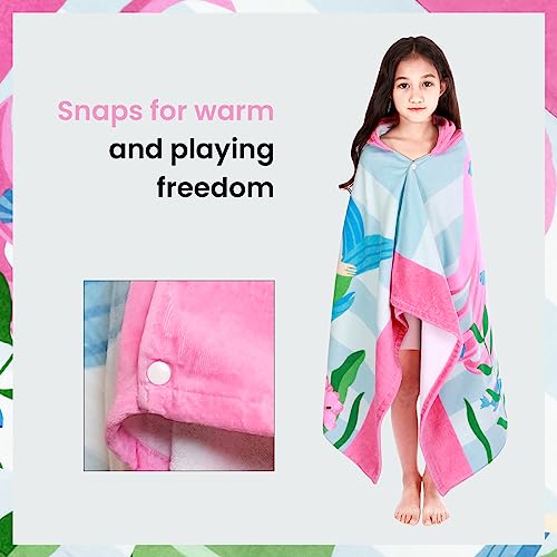 BANGSAUR Children's Hooded Bath Beach Towel, 100% Cotton 50"x30" Wrap, Kids Toddlers Girls Boys 3-12 Years Coverup(Pink Hair Mermaid) - Image 4