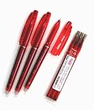 Pilot Frixion Point Erasable Gel Pens, Extra Fine Point,-0.4mm-red Ink-value set of 3 & 3 Gel Ink Pen Refill Pack