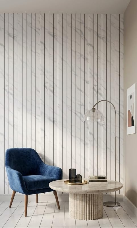 Image of RoseCraft 3D PVC SELF Adhesive Wooden Wall Panel Louver Fluted Panel Design Flexible Wallpaper ROLL - Waterproof PVC, DIY Easy‑Install (60cm x 280cm)