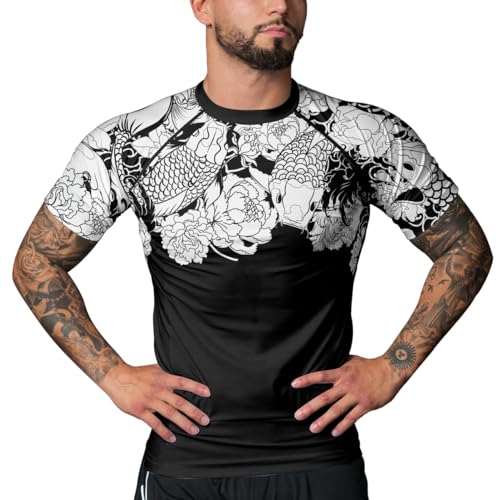 Japanese Koi Fish Ranked Men’s Short Sleeve Fight Shirt MMA BJJ Jiu-Jitsu Training Base Layer Rash Guard4