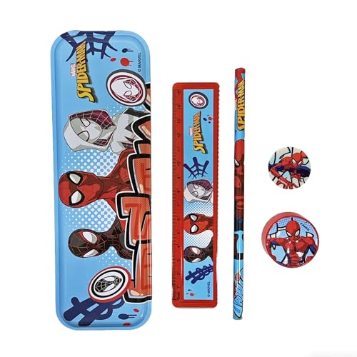 Image of Spiderman 5 pcs Stationery SetSchool Supplies Kit Multicolor Return Gift for Kids Age 3 Years +