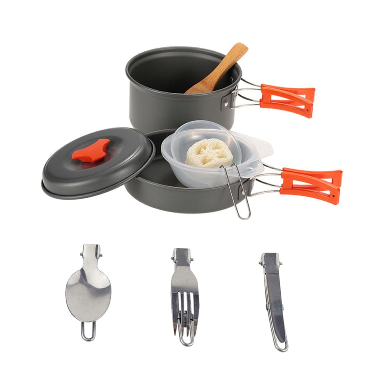 Toddmomy Portable Camping Cookware Set Compact Camping Pot and Skillet Hiking Cooking Tool for Outdoor Activities