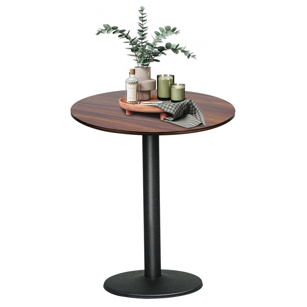 HUOLE Table Salle à Manger Ronde Vintage 2-4 Personnes pour Salon Cuisine Bureau, en Bois d'ingénierie et Métal, Surface Résistante à l'eau, 60 x 60 x 72 cm (B)