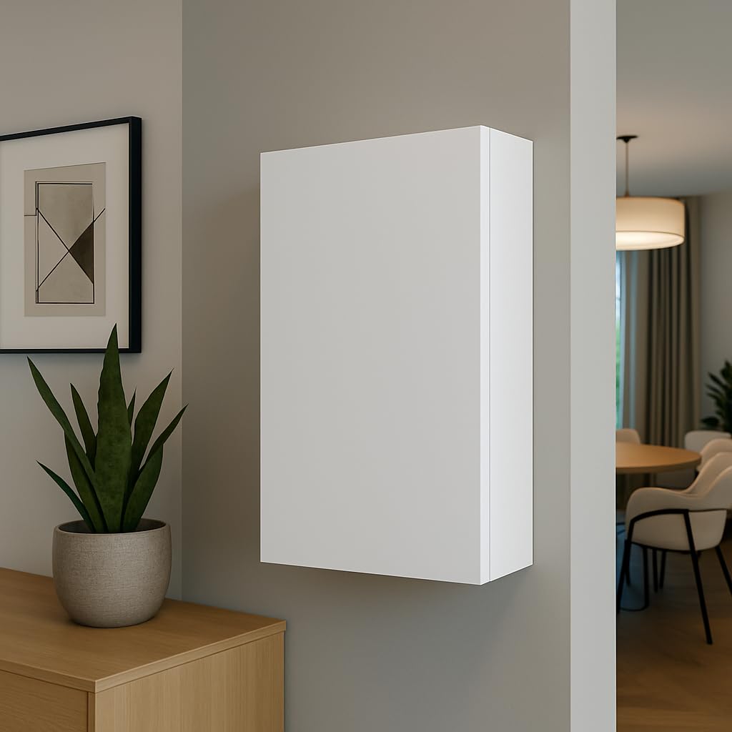 Coperchio per Quadro Elettrico, Coffret Elettrico, Coperchio per Contatore Elettrico, Coffret di Rivestimento per Quadro Elettrico (Grande, Bianco + Serratura (2 Chiavi)) - Clim-Box