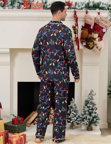Couples Christmas Matching Pajamas Set for Men Women Xmas Pjs Sleepwear Button Down Loungewear with Pockets4