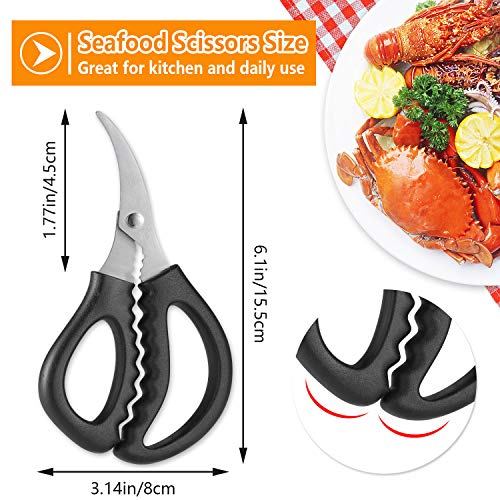 Foto von Meeresfrüchte-Schere, Krabbenschere, Edelstahl, Meeresfrüchte, Fisch, Krabben, Garnelen, Hummerscheren für Küche, multifunktionale Krabbenbein-Knallbonbons und Werkzeuge, Schwarz, 4 Stück