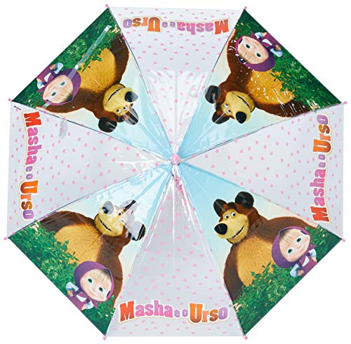 Sombrinha Transparente Masha e Urso Mimo Style Verde/Vermelho/Transparente