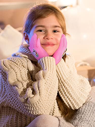 Geyoga 3 Pairs Kids Gloves Winter Toddler Gloves Full Fingers Knitted Glove Kids Unicorn Warm Mittens for Aged 4-10(Bright Style)4