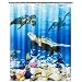 CHUN YI Waterproof Curtains, Digital Printed Polyester Shower Bathroom Decoration, with 12 with Rust Proof Hooks(Navy,72''x72