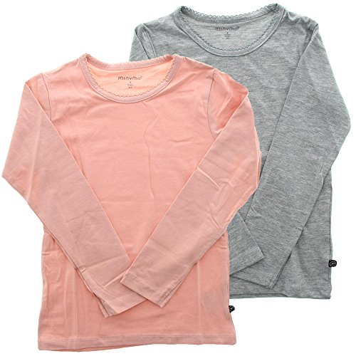 MINYMO Mädchen Basic 35 -T-shirt (2-pack) Bluse, Rosa, 122 EU