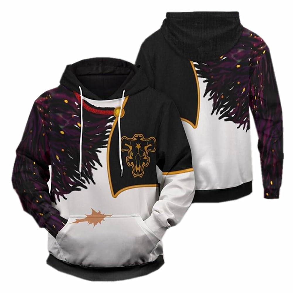 Charous Unisex Black 2 Anime Black Clover Asta Cosplay Hoodie, 3D Digital Printing Sweatshirts Used For Manga Fans Festivals Gift