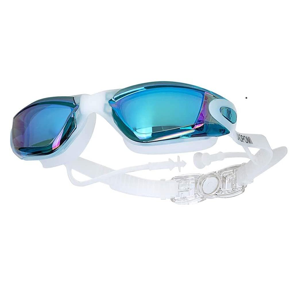 Myopie Lunettes de Natation Bouchon d'oreille Professionnel Adulte Silicone Bonnet de Bain Piscine Lunettes Anti Buée Hommes Femmes Optique Lunettes Imperméables (Couleur : C) (D)