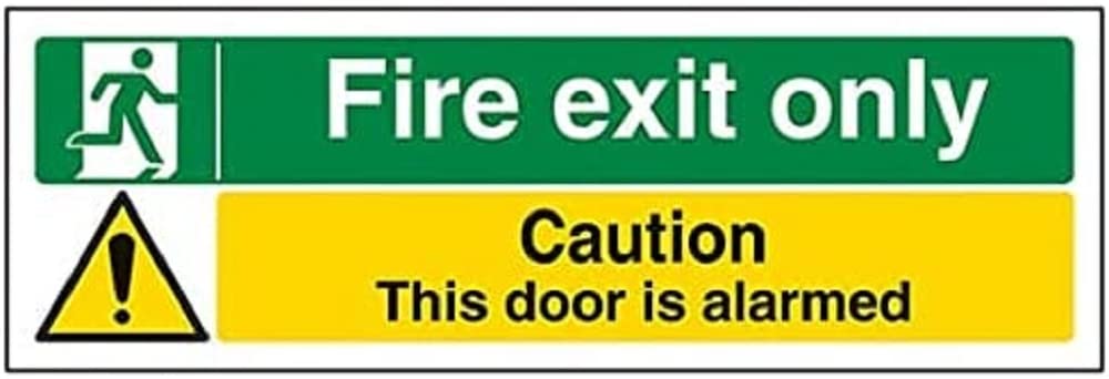 V Safety Fire Exit - Fire Exit Only/Door Alarmed - 300 X 100mm