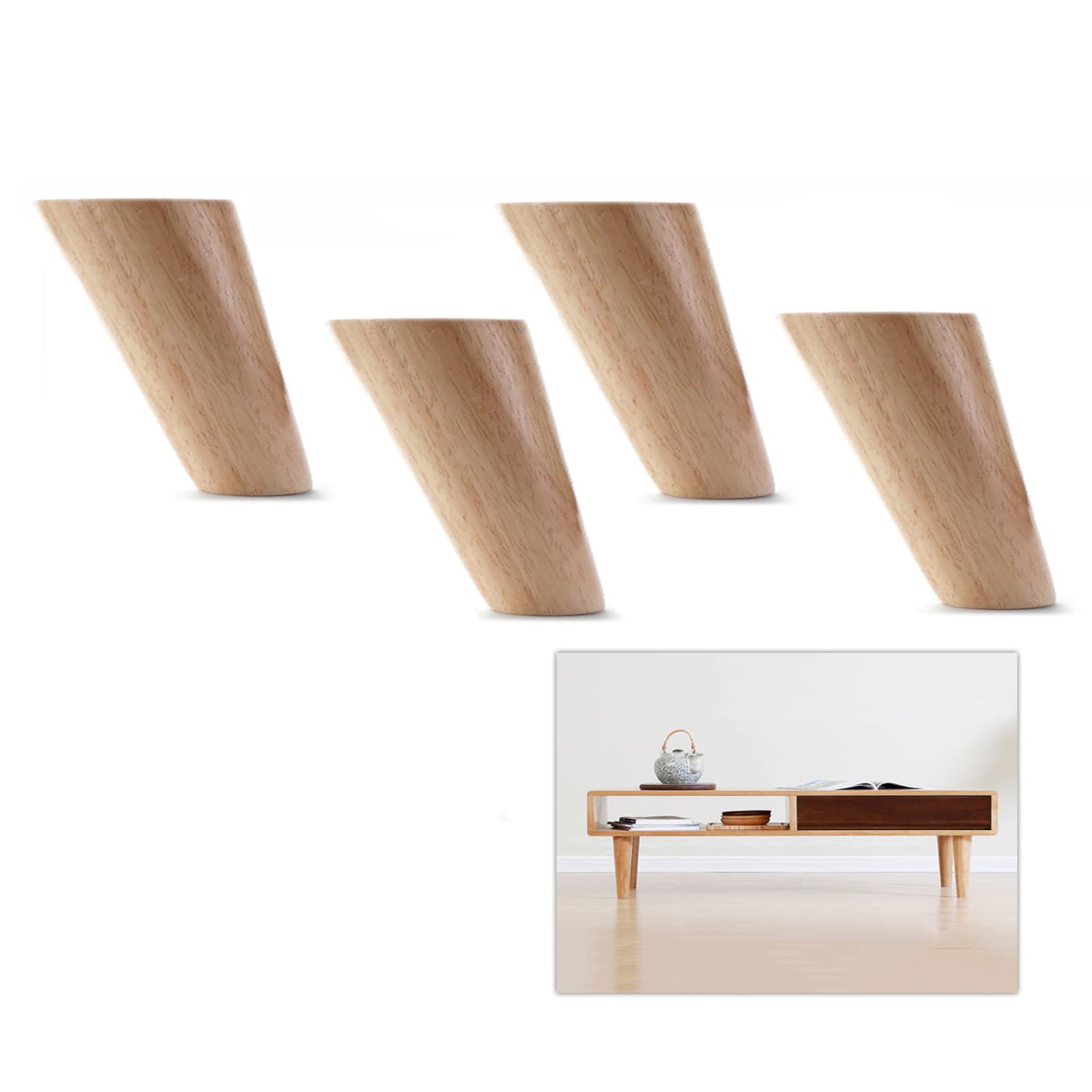 Patas de muebles de madera de 10cm con tornillos incluidos en pack de 4