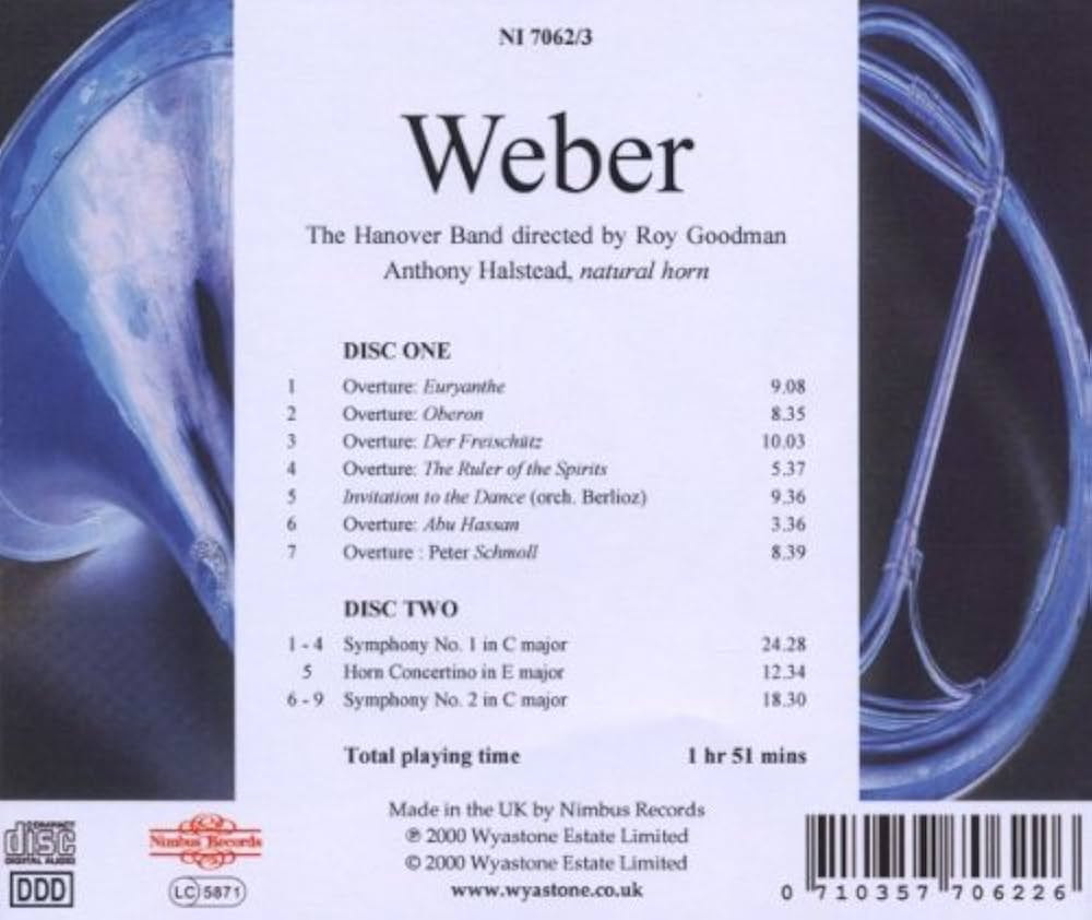 【中古】 ヴェーバー / Sym.1, 2, Overtures, Horn Concertino: Goodman / Hanover Band, Halstead(Hr) C.M. Weber Von, Roy Goodman, Carl Maria von Weber, Roy