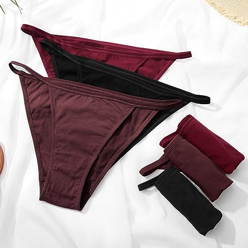 Image of LEVAO Cotton Underwear for Women-Plus Size String Bikini Panties-Low Waist Cheeky Underwear-High Cut Stretch Ladies Briefs