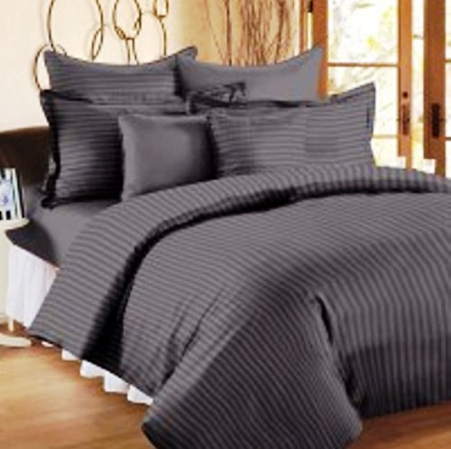 Trance Home Linen Zippered 100% Cotton 200TC Satin Stripe King Size Duvet Cover Quilt Cover Blanket Cover Razai Comforter Cover with 2 Pillow Covers (102 x 110 inch, Steel Grey)