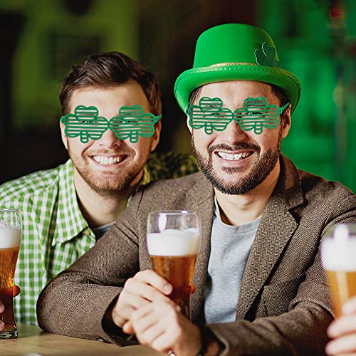 St. Patricks Day Shamrock Four Leaf Clover Green Lucky Plastic Shutter Glasses, Shades, Sunglasses, Party Props4