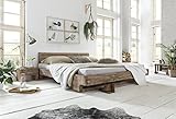 Woodkings Holzbett Mayfield 180x200 aus Holz Akazie gebürstet Schlafzimmer Möbel massiv Echtholz Design Doppelbett Ehebett Balkenbett rustikal Landhaus