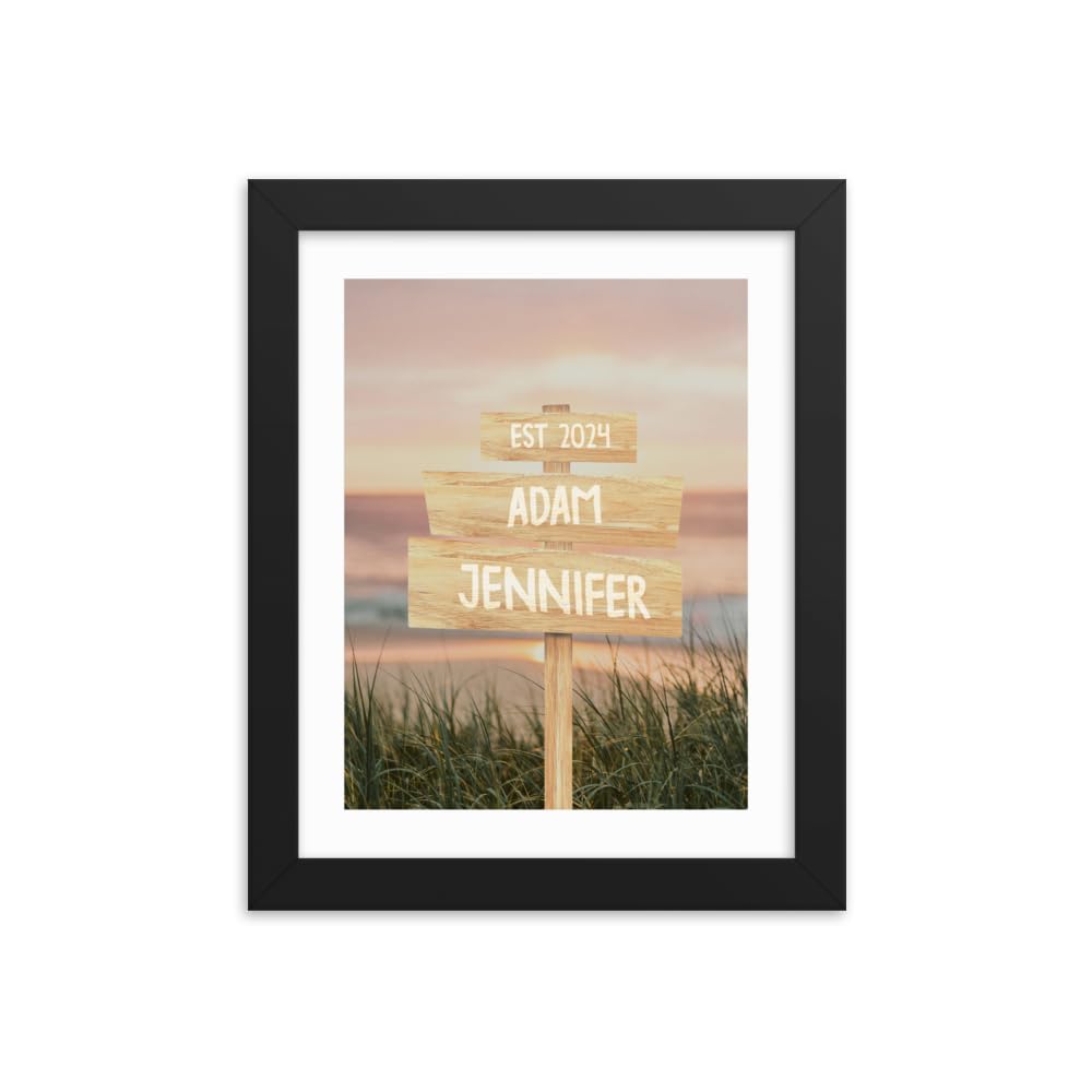 Personalized Street Sign Print - Lovers crossroads street sign custom art print - Personalized wedding gift, anniversary & couple gift | Customized framed print (Ocean View)