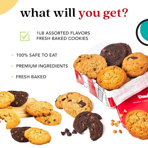 David's Cookies Freshly Baked Cookies - Delicious Handmade Soft Variety - Exquisite Gourmet Gift for Friends & Family on Special Occasions - Assorted 1lb