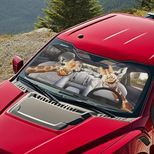 Image of Giraffe Car Sun Shade for Windshield Auto Sun Shades Foldable Automotive Interior Accessories for Sun Protection Protector Accessories for Car Truck SUV