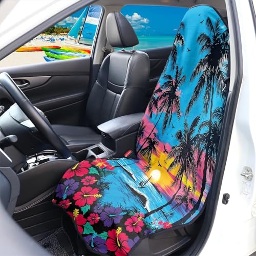 Image of Beach Turtle Car Seat Towel Cover Front Seats Only Water Sweat Car Seat Protector After Gym Workout Beach and Swimming Universal Fit Most Cars Women Men
