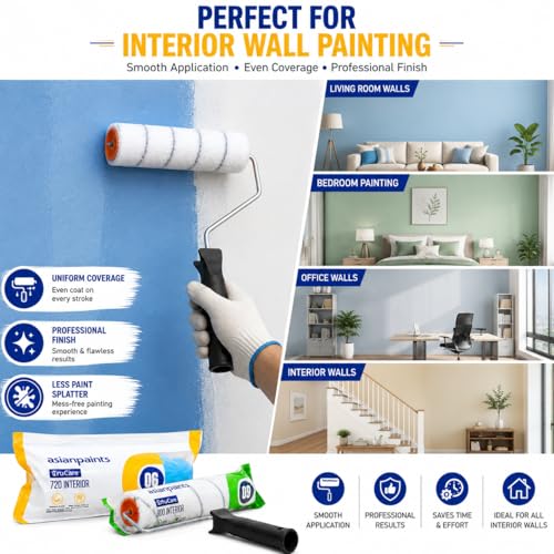 Image of 800 Premium Felt Paint Roller Combo - 9-Inch & 6-Inch for Smooth, Lint-Free Finish in Professional & DIY Projects