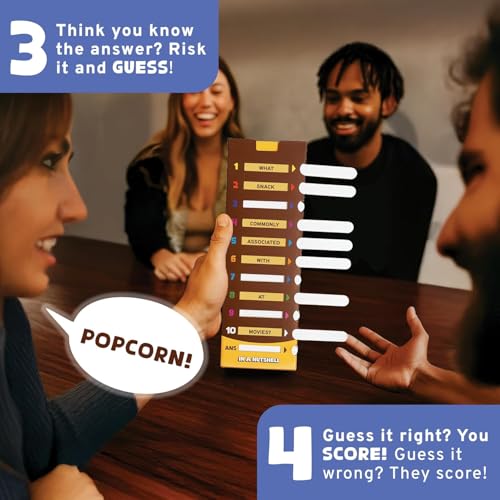 Image of Confident? in A Nutshell: Slide & Reveal Word Guessing Board Game with 450+ Questions - Fun Family Party Game for Kids & Adults, Ages 10+, 2-20 Players, 20 Minute Playtime (Pack of 6)