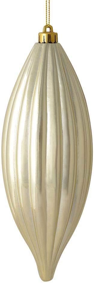 Vickerman 543870-8" Champagne Shiny Line Finial Christmas Tree Ornament (4 pack) (M183238S)