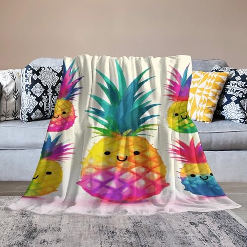 Couverture chaude flanelle légère ananas arc-en-ciel 4 saisons