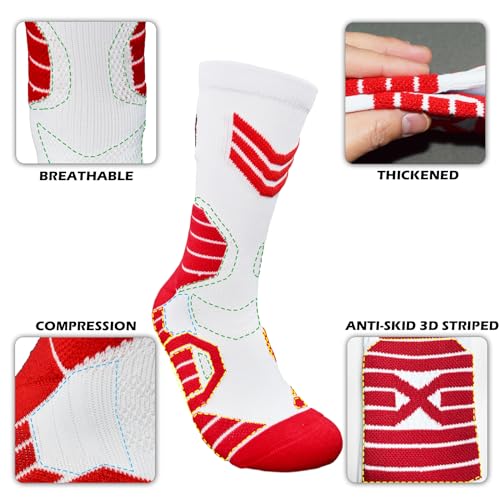 3 Pairs Basketball Crew Socks, 23 Mens Athletic Sock with Shoelace Bracelets, League Team Sports-Star-Fans Gift4