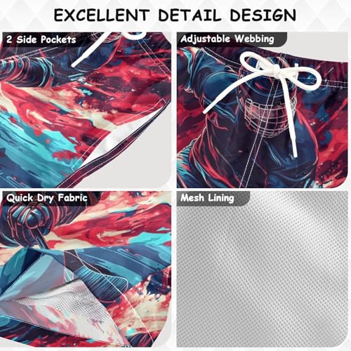 Boys Swim Trunk Hockey Watercolor Sport Quick Dry Beach Board Shorts Teen Swimwear2