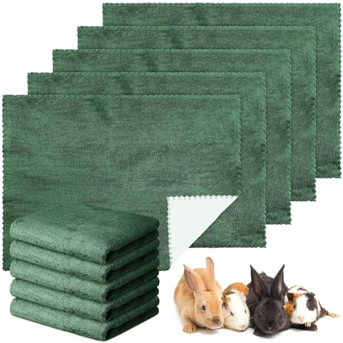 Panelee 10 Tappetini Assorbenti Impermeabili per Pipì di Piccoli Animali Tappeto per Gabbia Porcellini d'India Traversine Lavabili per Dormire Fodera per Coniglio Cavie (Verde Scuro, 18 x 24 Pollici)