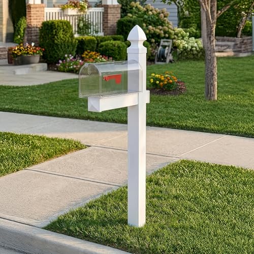 4Ever Products White Vinyl Mailbox Post - Mailbox Sold Separately (Standard)