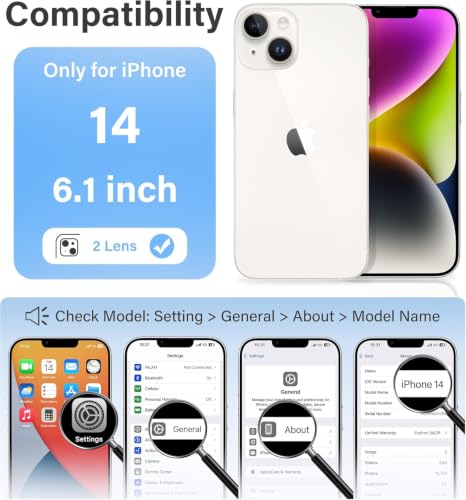 Image of ClearPC Clear Hard PC Case for Apple iPhone 13 /14, Anti-Yellow Transparent Back Cover, Anti-Scratch, Raised Camera Protection, Shockproof, Wireless Charging Compatible, Non Yellowing (Clear)
