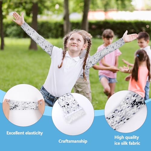 5 Pairs Kids Arm Sleeves, UV Sun Protection Arm Sleeves for Men Women UPF 50 Compression Cooling Sleeve Outdoor Sport Breathable Elastic Ice Sleeve to Cover Arms for Youth Boys Girls Sports4