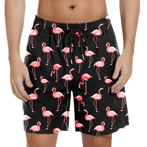 Mens Swim Trunks with Compression Liner Bathing Suits Quick Dry Beach Board Shorts with Zipper Pockets