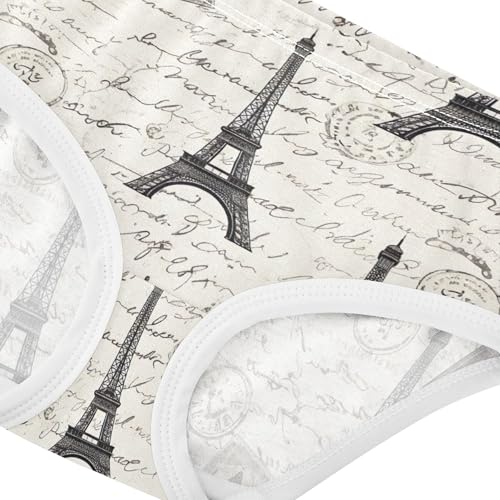 Cotton Girls Underwear Toddler Vintage Eiffel Tower Postcards Panties for Girl Personalized Briefs Underpants 2t4