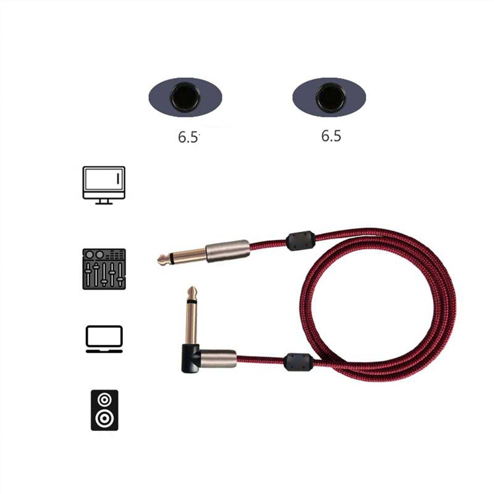 Cavo Audio per Chitarra Chitarra Elettrica Pianoforte Elettronico Mixer Audio Cavo Gomito 6.5 Cavo Audio Cavo di Riduzione del Rumore (Color : 8 Meters)