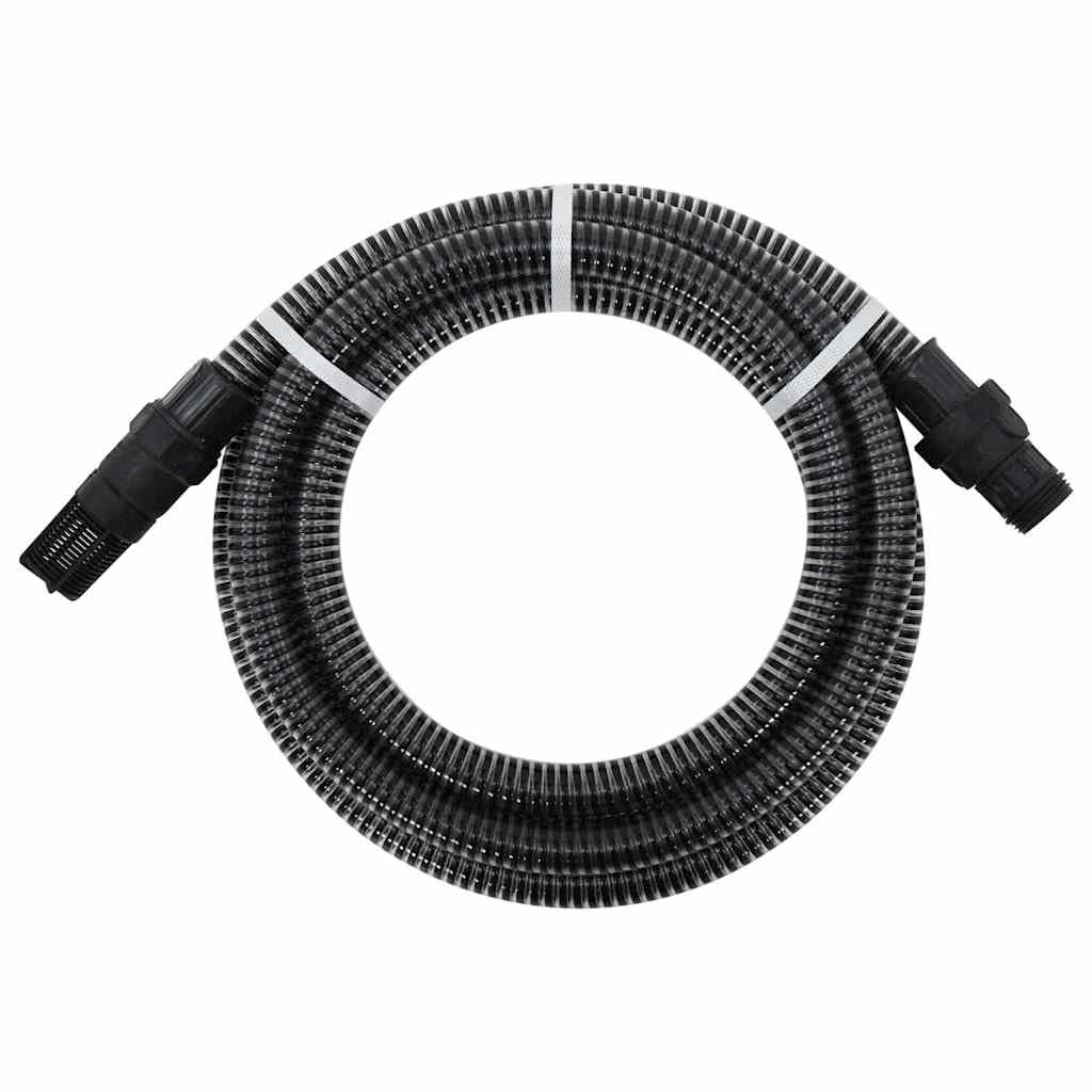 Manguera de aspiración negra con conectores de PVC de 1 pulgada y 10 m de longitud, manguera de agua flexible para riego de jardín y limpieza con diseño sin pliegues para terraza, balcón e