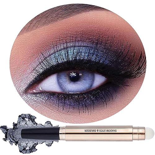 Silver Smokey Grey Gray Eyeshadow Stick, Cream Smooth Single Shimmer Eyeshadow Pencil,...