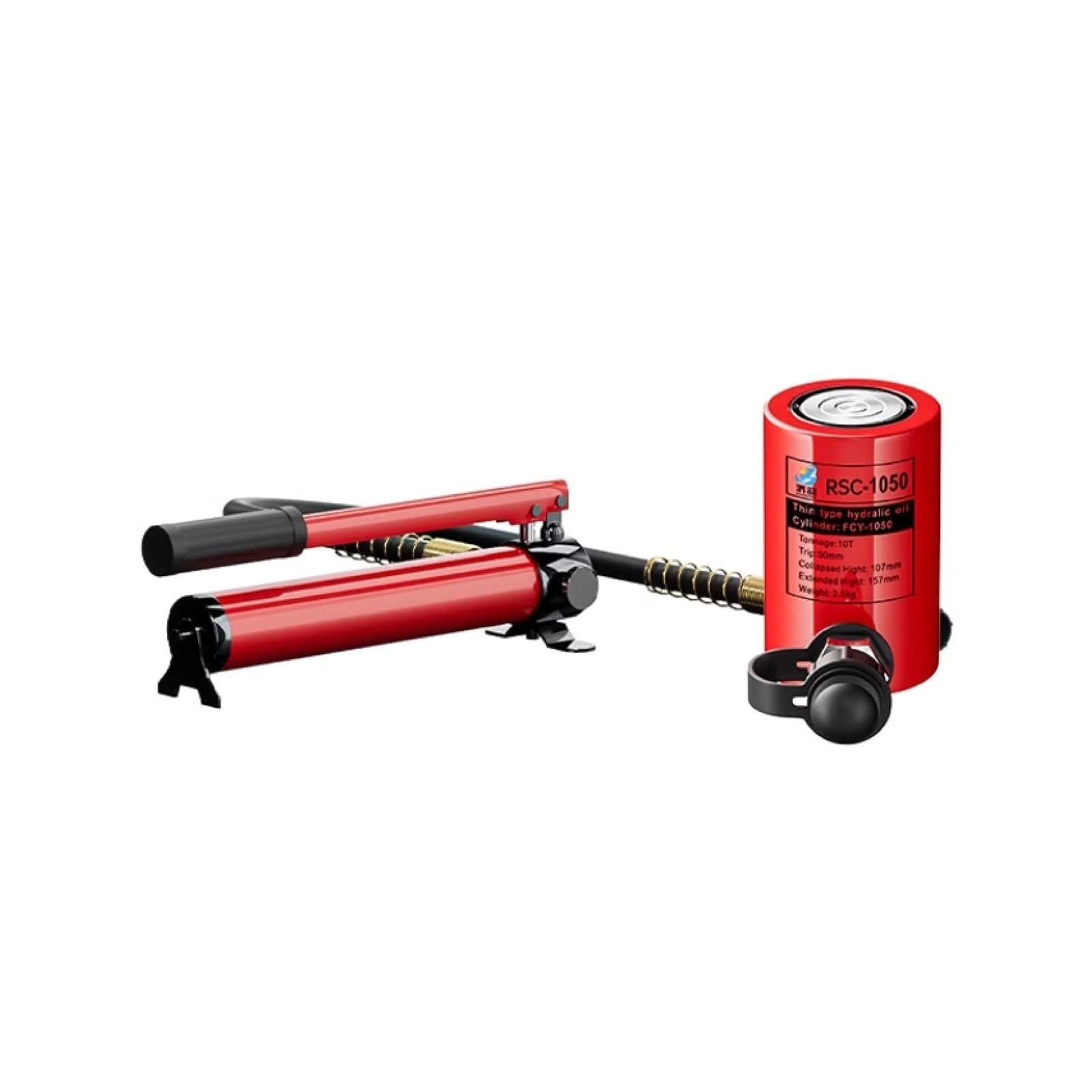 Podnośnik hydrauliczny z skokiem 50 mm, ręczna pompa hydrauliczna z CP-700, zestaw podnośnika, cylinder podnoszący z automatycznym zwijaniem (skok 10T/9,999.9 kg-5.1 cm)