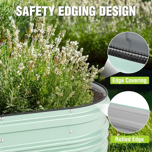 Image of WORKPRO 4x2x1ft Galvanized Raised Garden Bed Set | Rust & Corrosion Protection, Safe Edge, Easy Assembly Planter for Vegetables & Flowers, Light Green